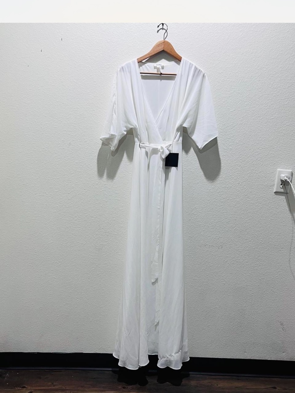 White Long Wrap-Front Women's Dress